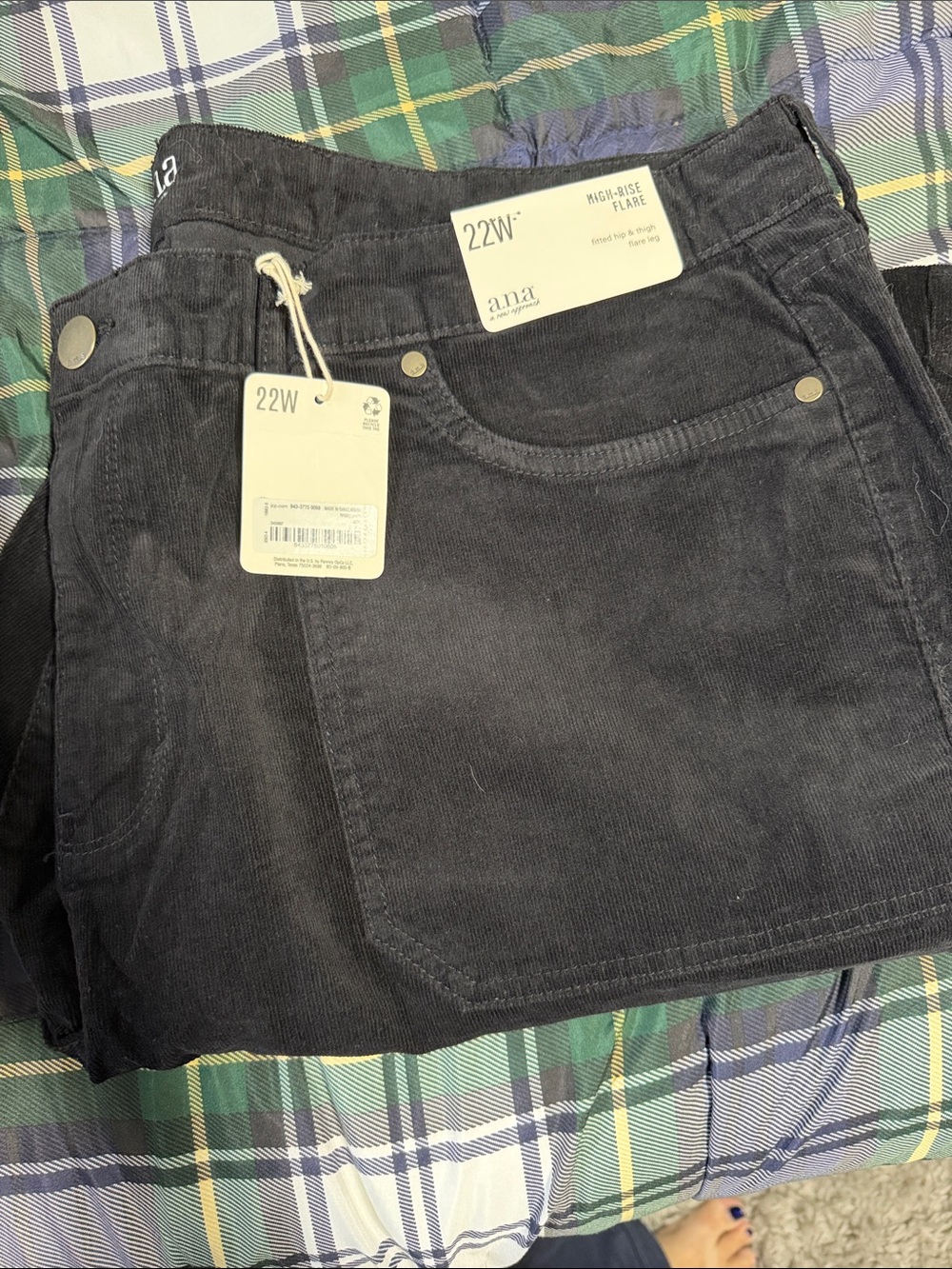 a.n.a Black High-Rise Bootcut Corduroy Jeans